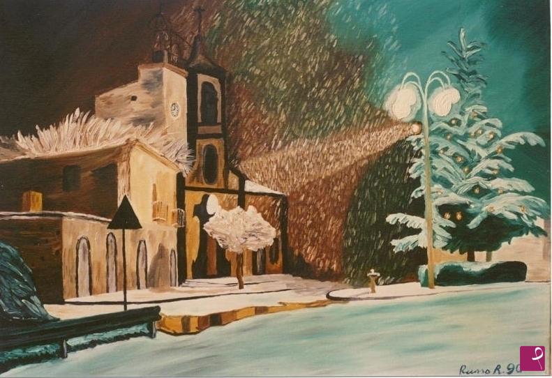 quadri in vendita online - Piazza Mangano innevata