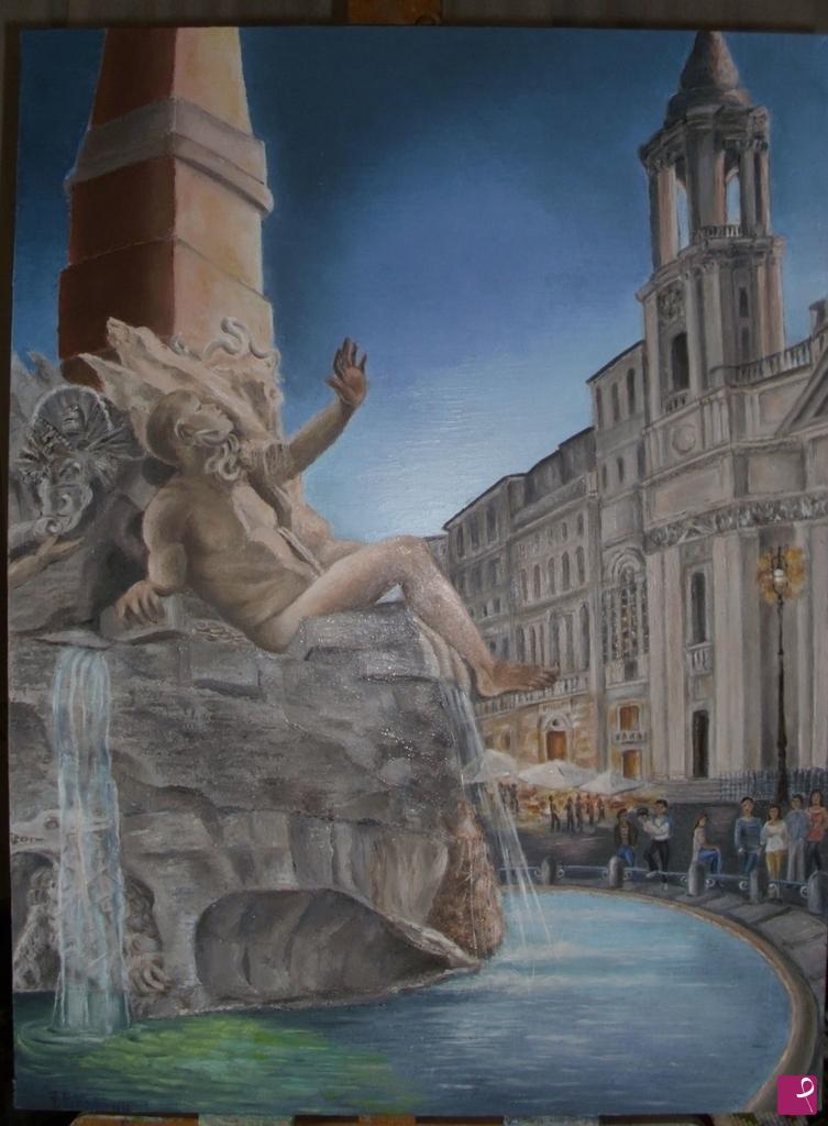 quadri in vendita online - Piazza Navona "Fontana dei Fiumi, il Rio de La Plata"