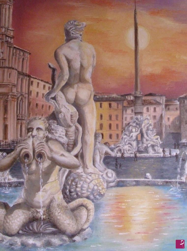 quadri in vendita online - Piazza Navona "Fontana del moro"