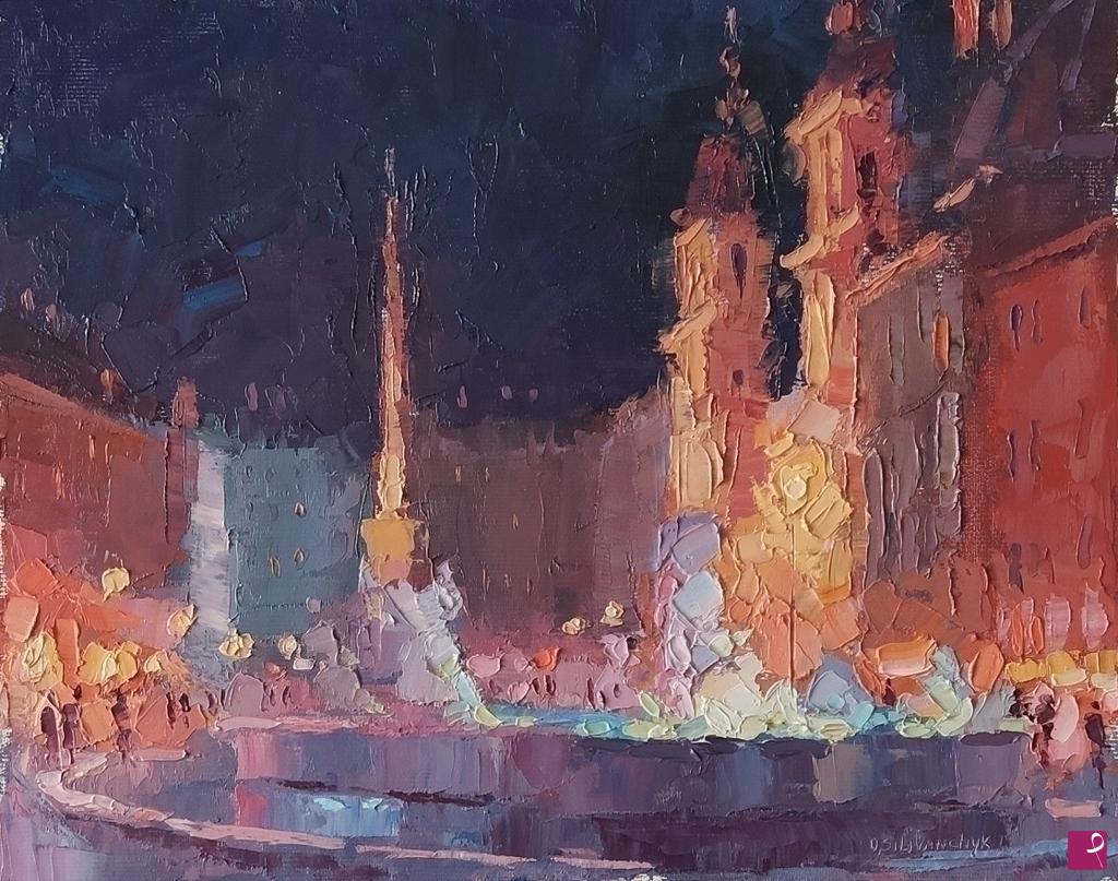 quadri in vendita online - Piazza Navona. Notturno