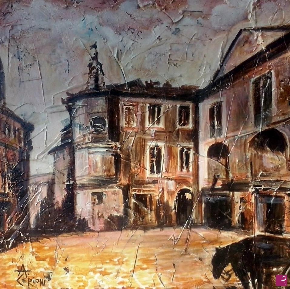 quadri in vendita online - PIAZZA RIVAROLA NEL 1930