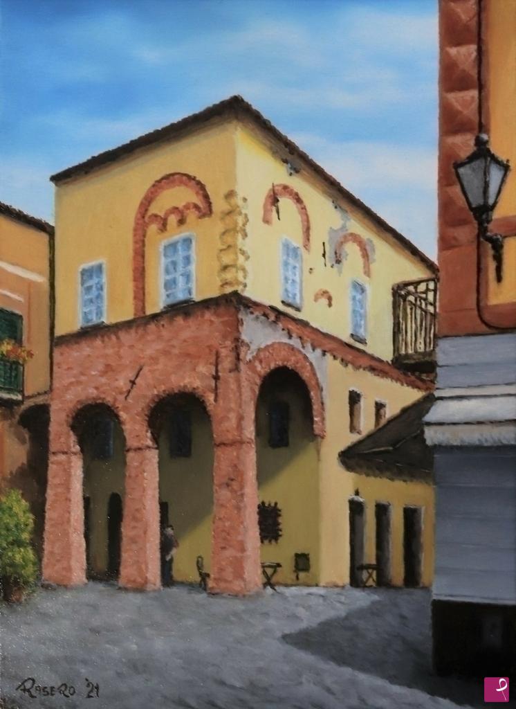 quadri in vendita online - Piazza Rocca a Loano