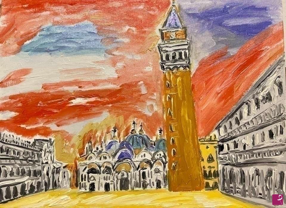 quadri in vendita online - Piazza san Marco in rosso