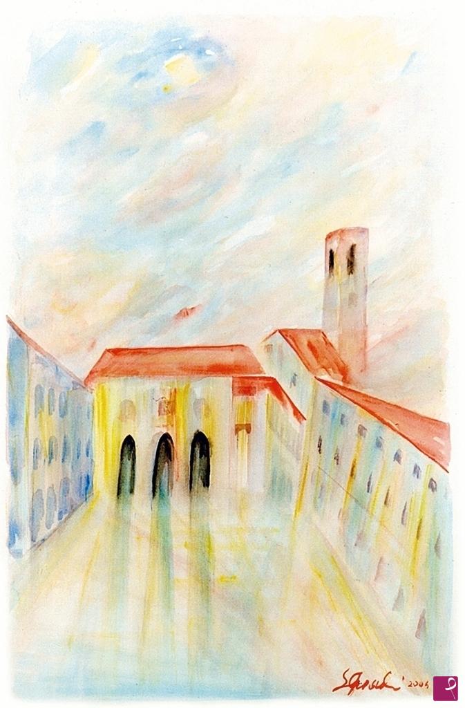 quadri in vendita online - Piazza Vecchia in chiaro