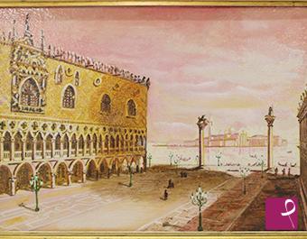 quadri in vendita online - Piazzetta al tramonto