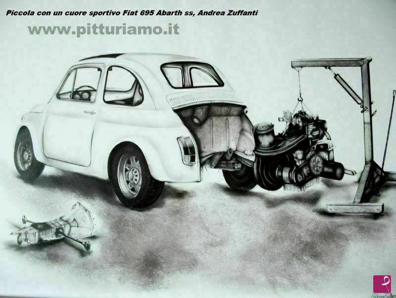 quadri in vendita online - Piccola con un cuore sportivo Fiat 500