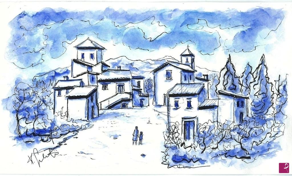 quadri in vendita online - Piccolo borgo