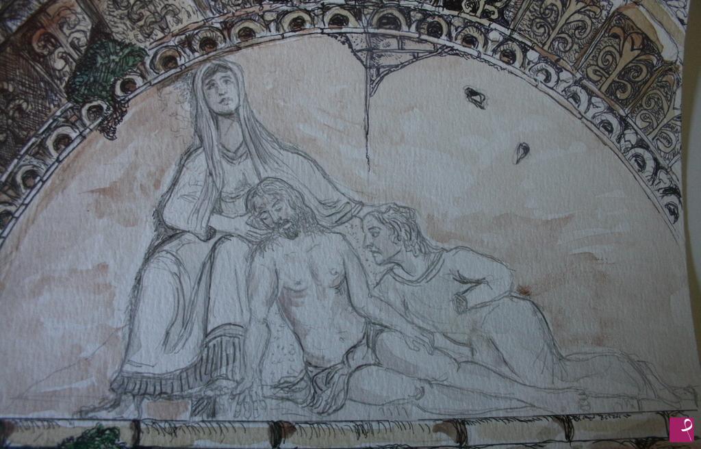 quadri in vendita online - Pietà in Lunetta