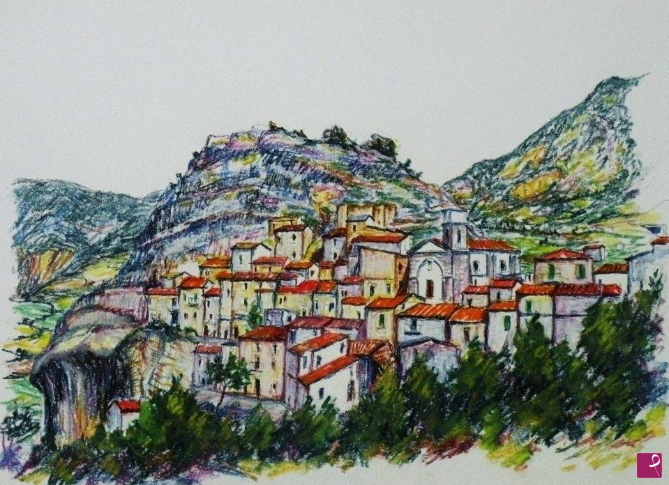 quadri in vendita online - PIETRAFERRAZZANA - CH  - PAESE D'ABRUZZO 