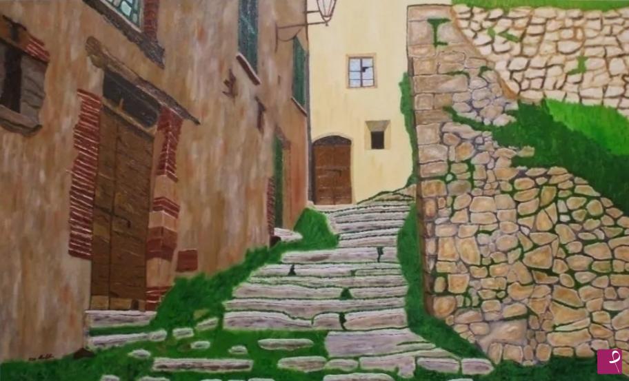 quadri in vendita online - Pietre e muschio. Pietre e muschio, eterni amanti in un abbraccio fugace negli angoli bui del vecchio paese. 