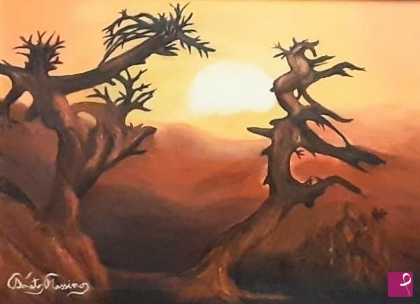quadri in vendita online - Pini loricati al tramonto