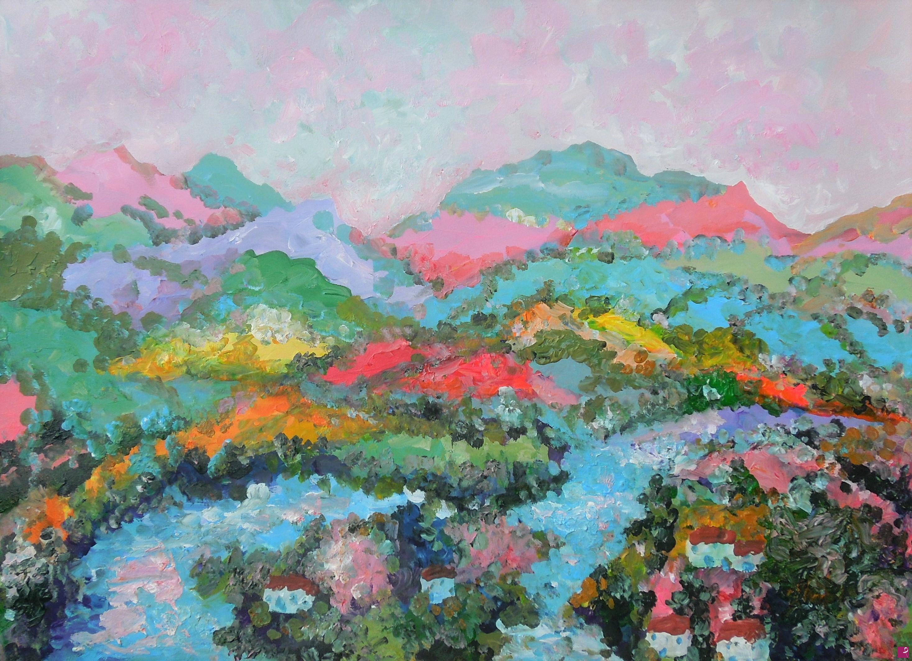 quadri in vendita online - Pink and green Tuscan hills - 560