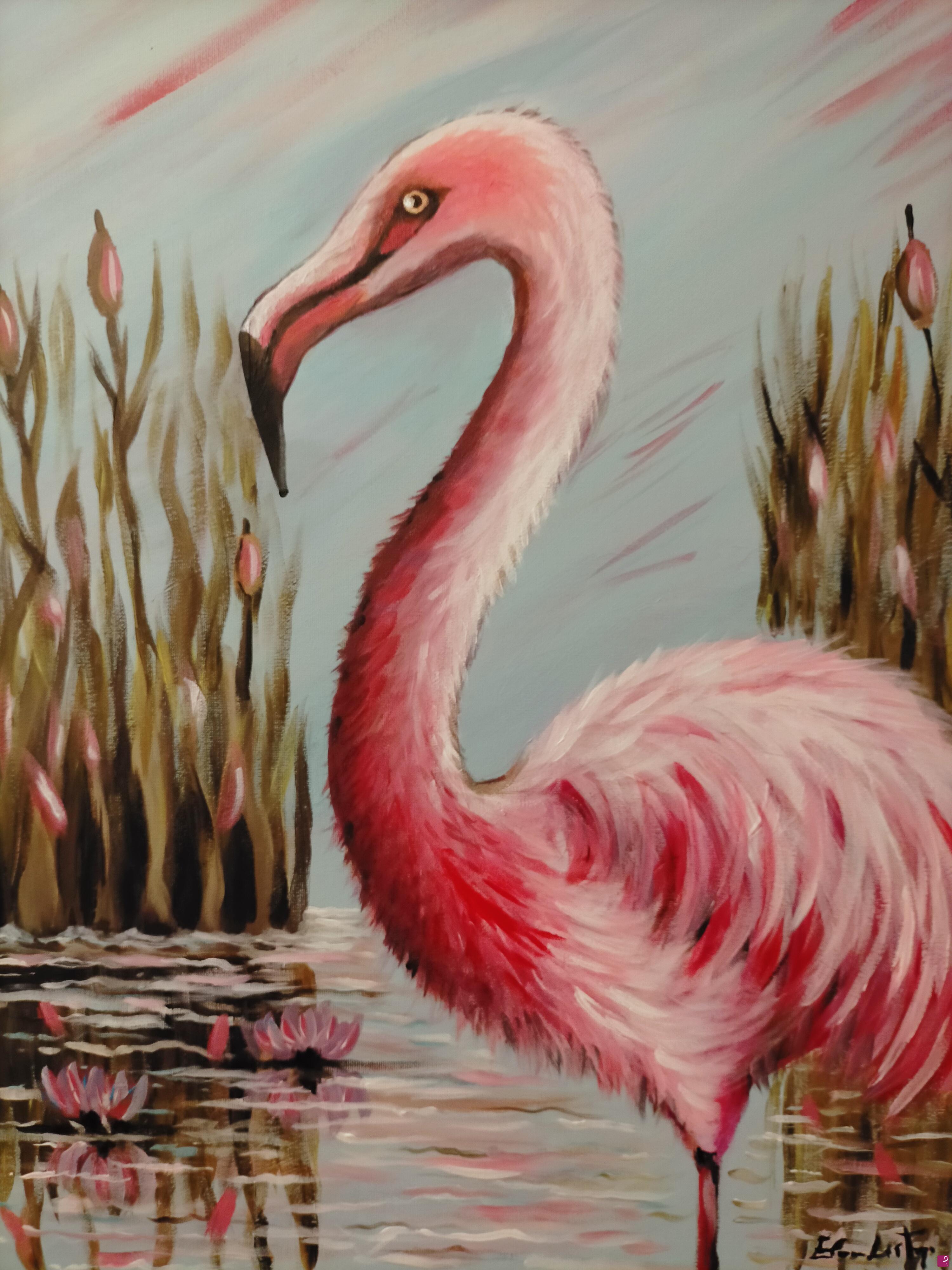 quadri in vendita online - Pink Flamingo 
