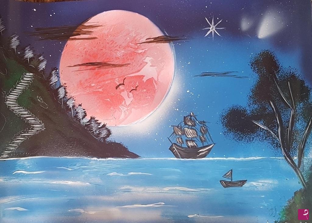 quadri in vendita online - Pink moon 