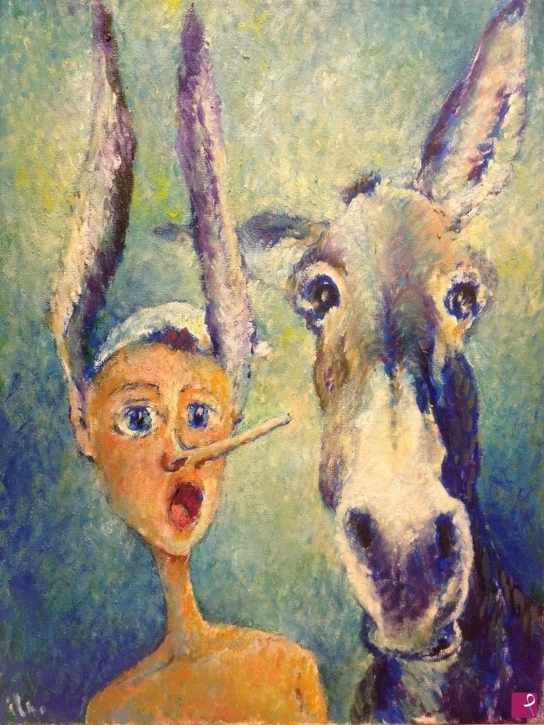 quadri in vendita online - Pinocchio e asino 