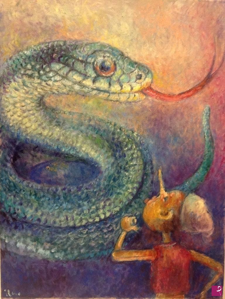 quadri in vendita online - Pinocchio e serpente 