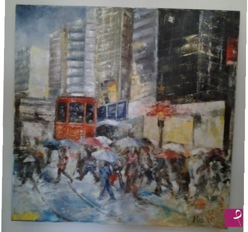 quadri in vendita online - pioggia nel centro di Hong KONG