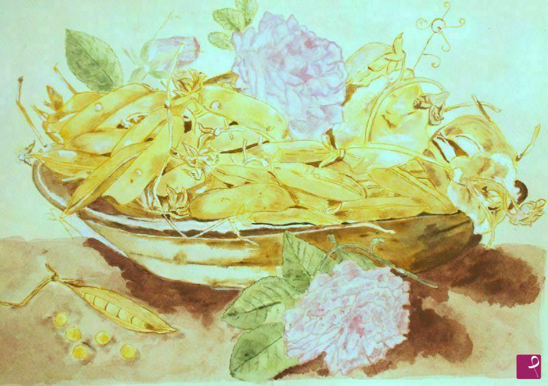 quadri in vendita online - piselli gialli e fiori