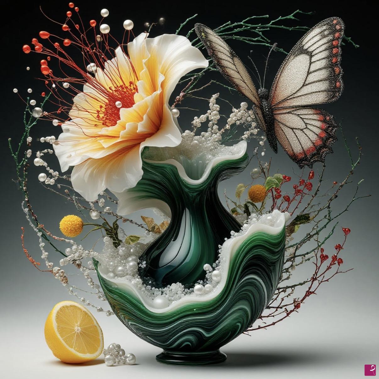 quadri in vendita online - Pitcher with a flower