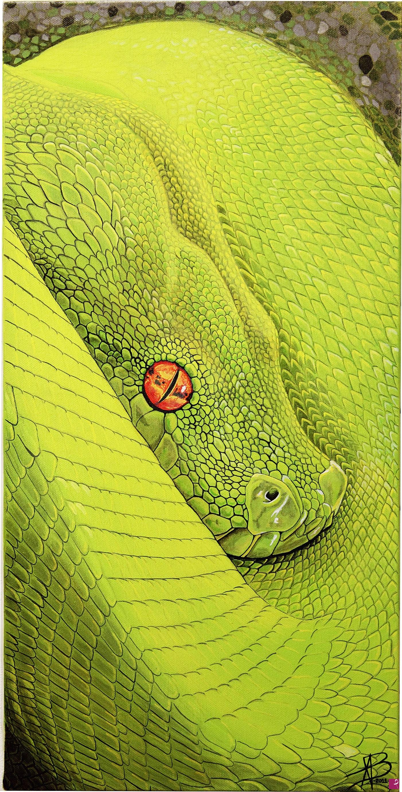 quadri in vendita online - Pitone verde