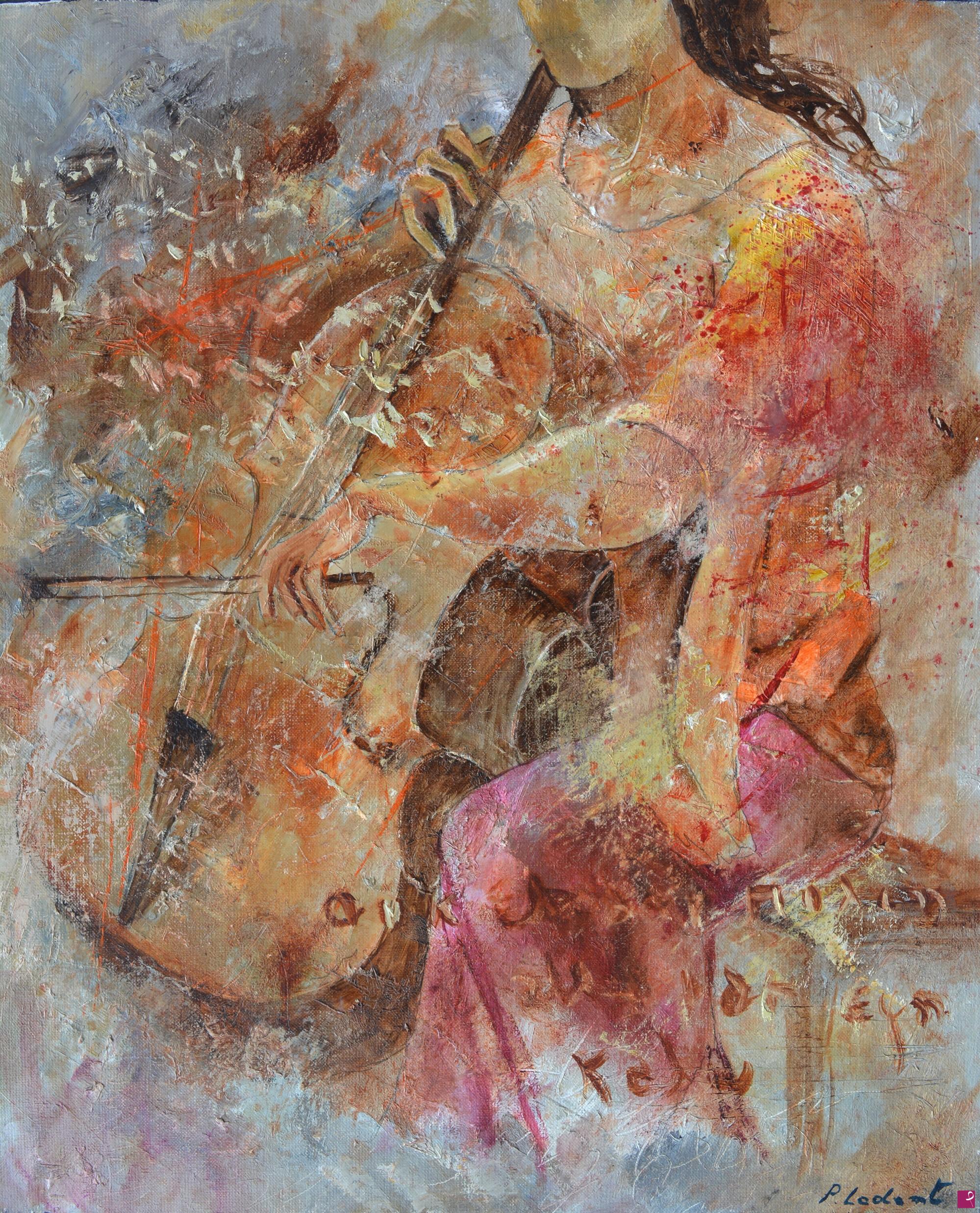 quadri in vendita online - Playing cello