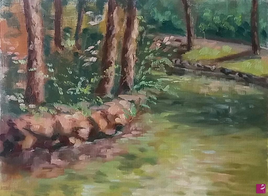 quadri in vendita online - Plein air al Parco di Monza