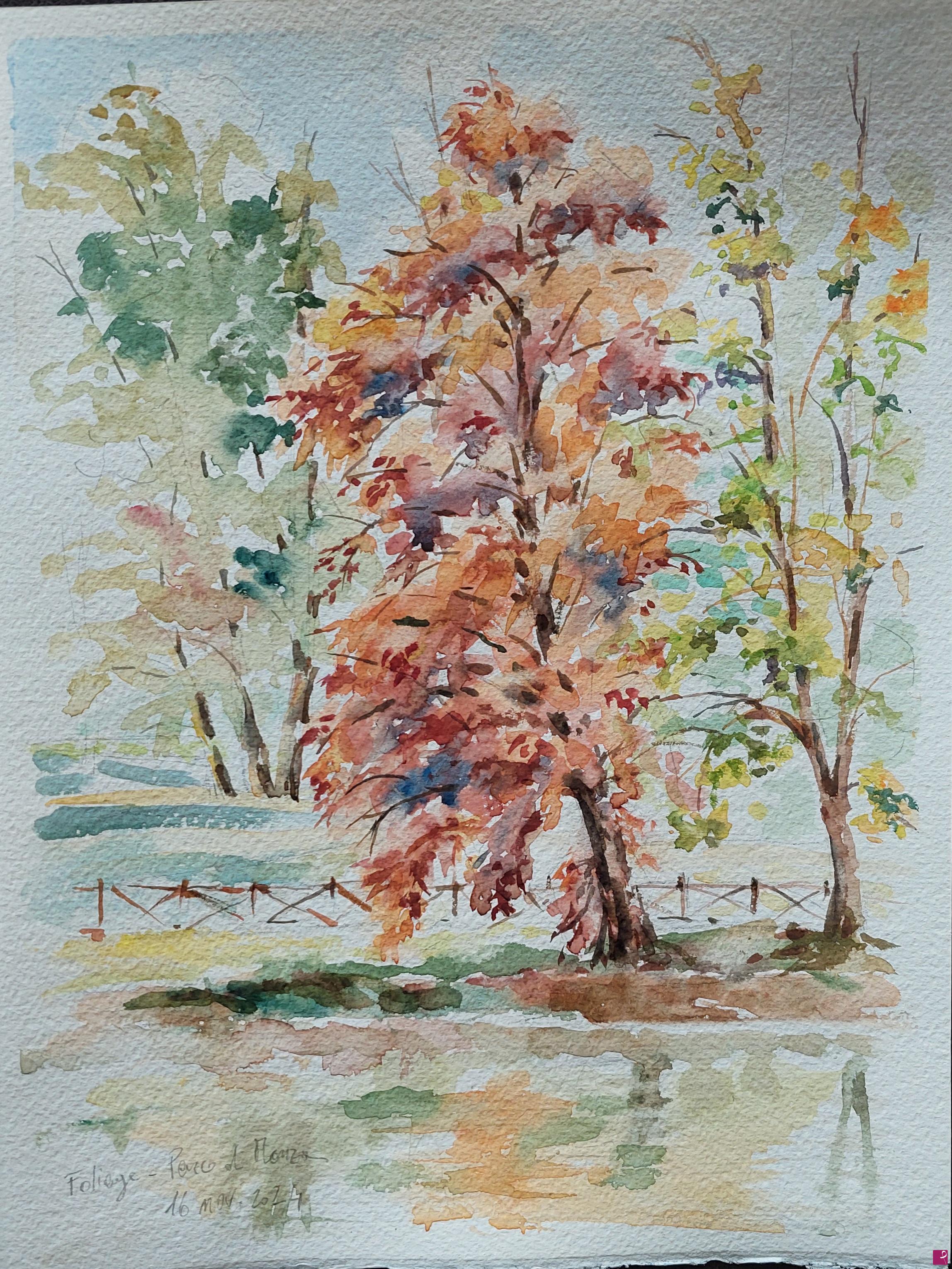 quadri in vendita online - Plein air al Parco di Monza, 16 novembre 2024
