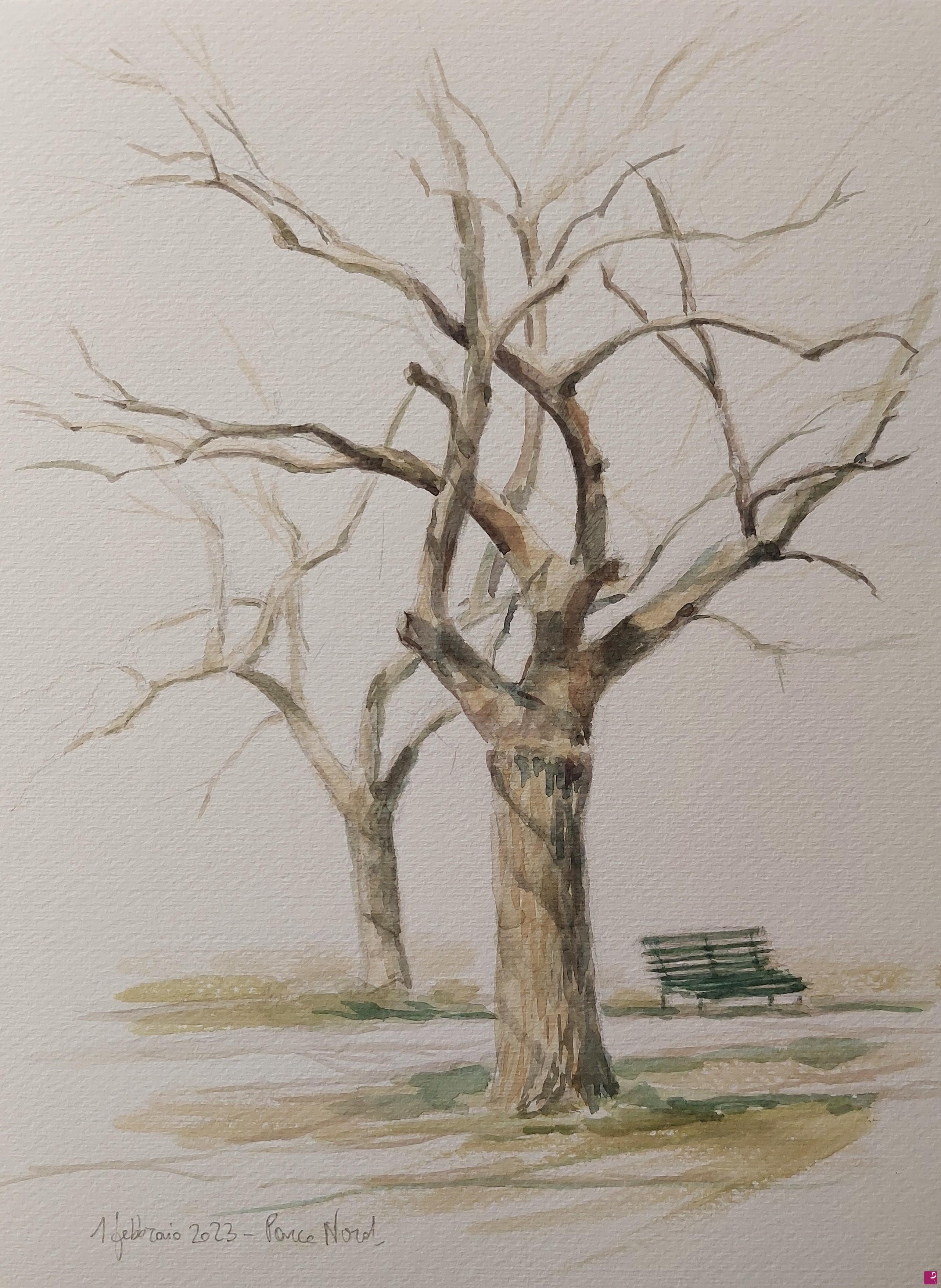quadri in vendita online - Plein air al Parco Nord - 1 febbraio 2023