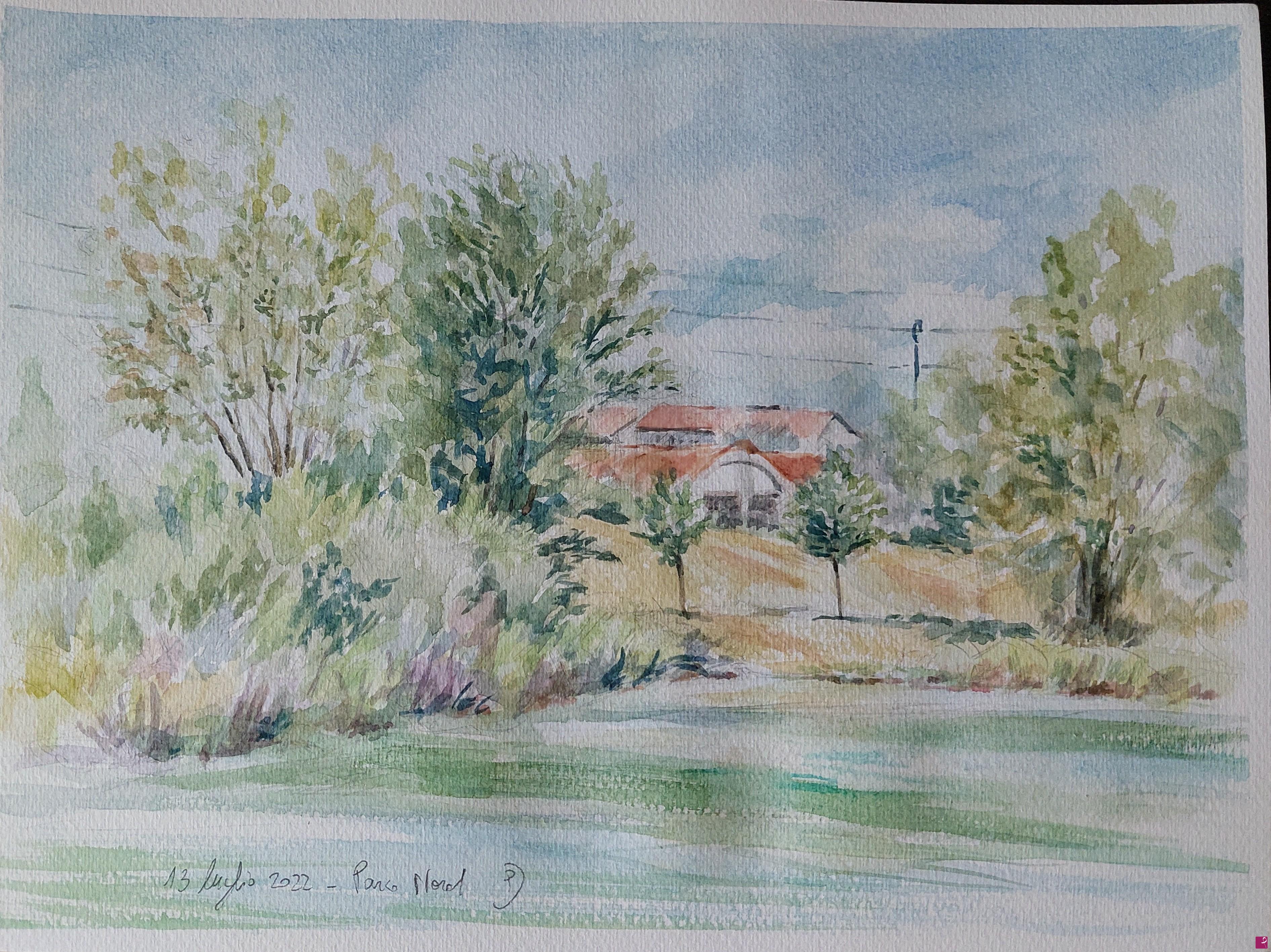quadri in vendita online - Plein air al Parco Nord - 13 luglio 2022