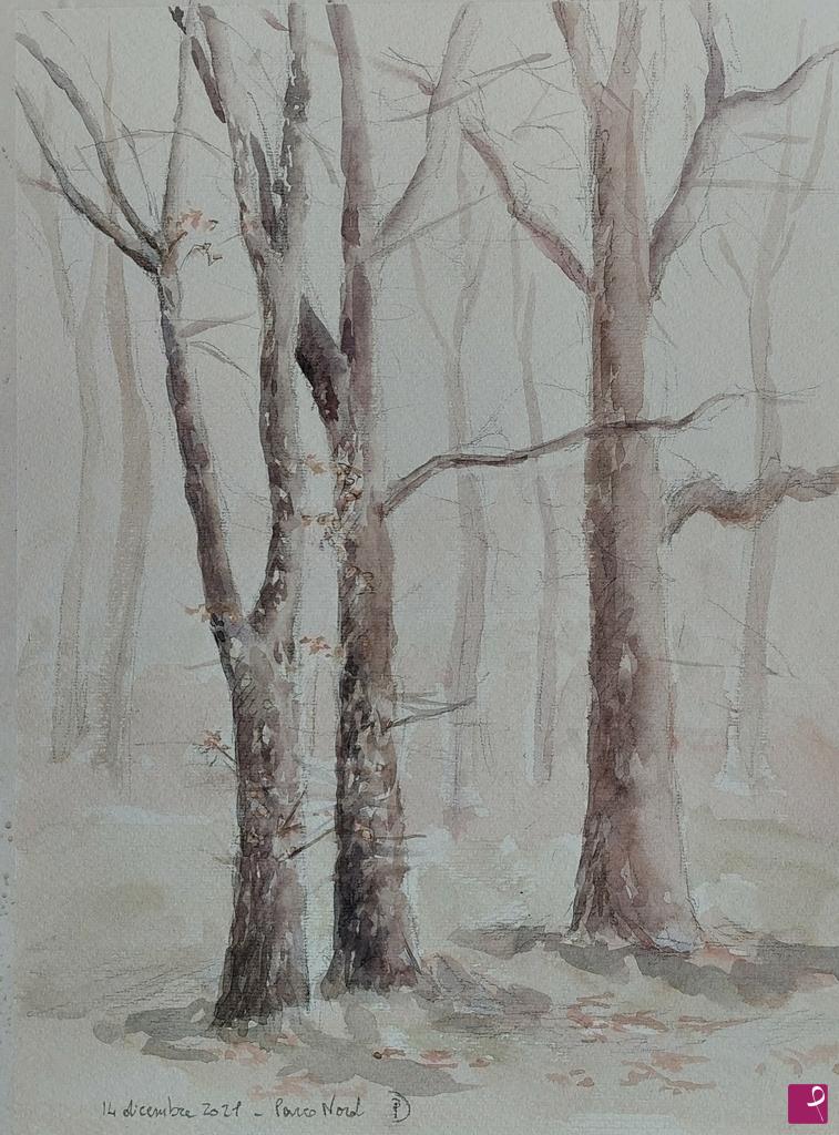 quadri in vendita online - Plein air al Parco Nord - 14 dicembre 2021