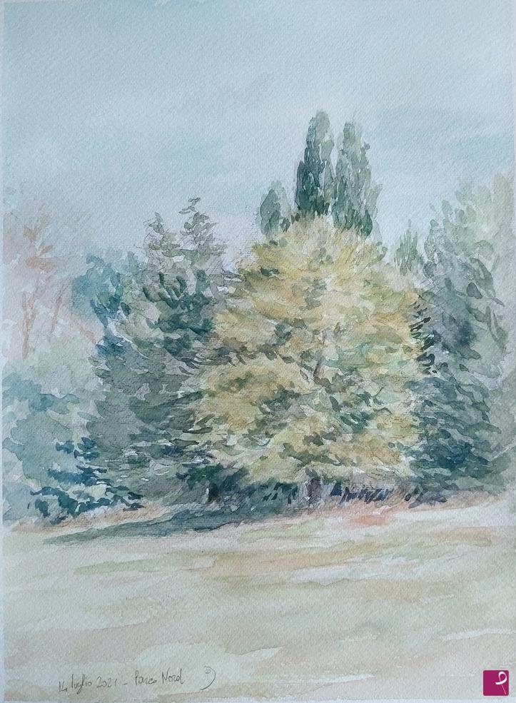 quadri in vendita online - Plein air al Parco Nord - 14 luglio 2021