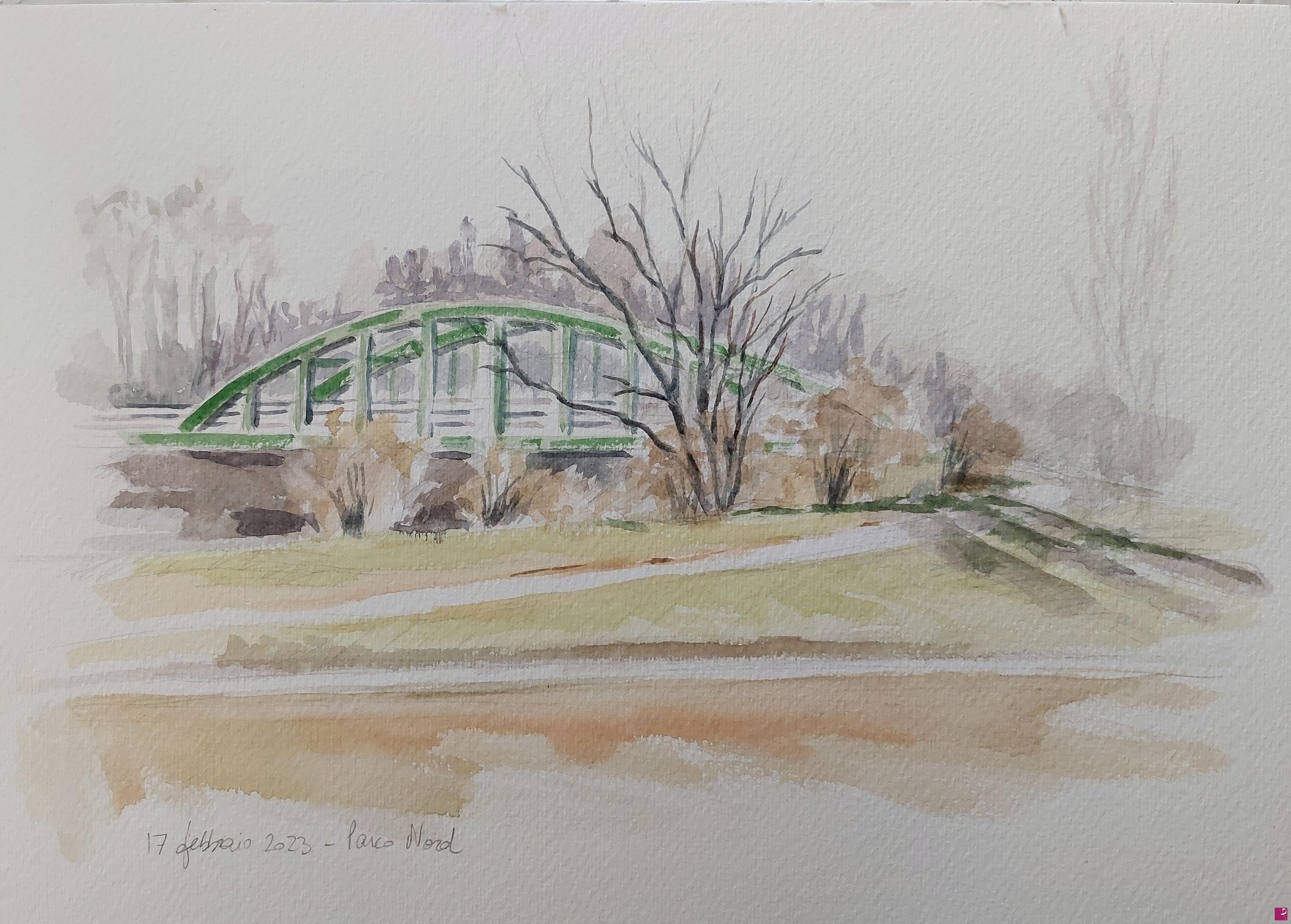 quadri in vendita online - Plein air al Parco Nord - 17 febbraio 2023