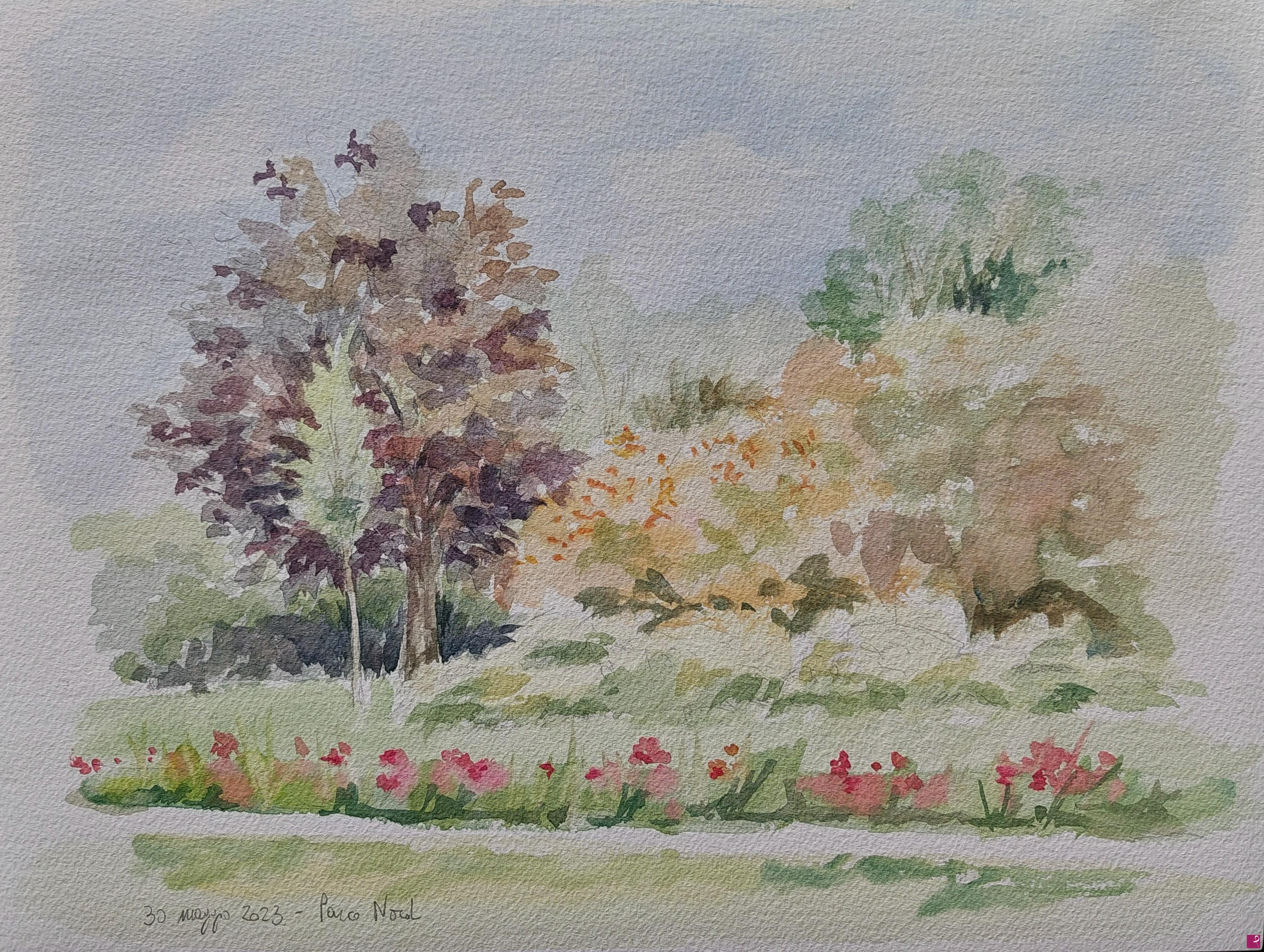 quadri in vendita online - Plein air al Parco Nord - 30 maggio 2023
