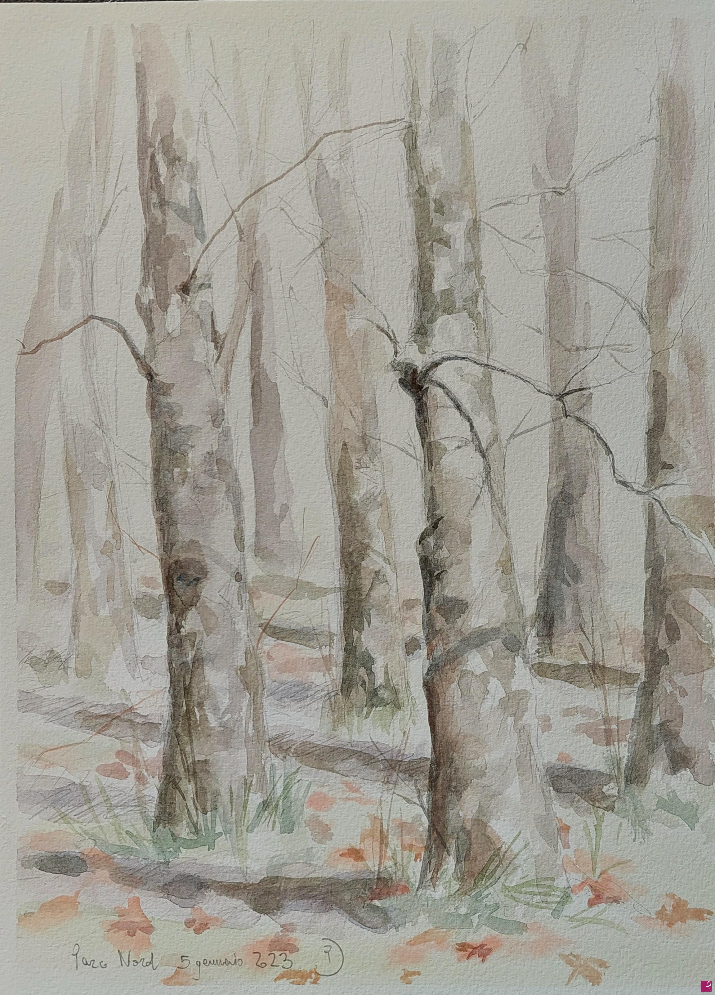 quadri in vendita online - Plein air al Parco Nord - 5 gennaio 2023