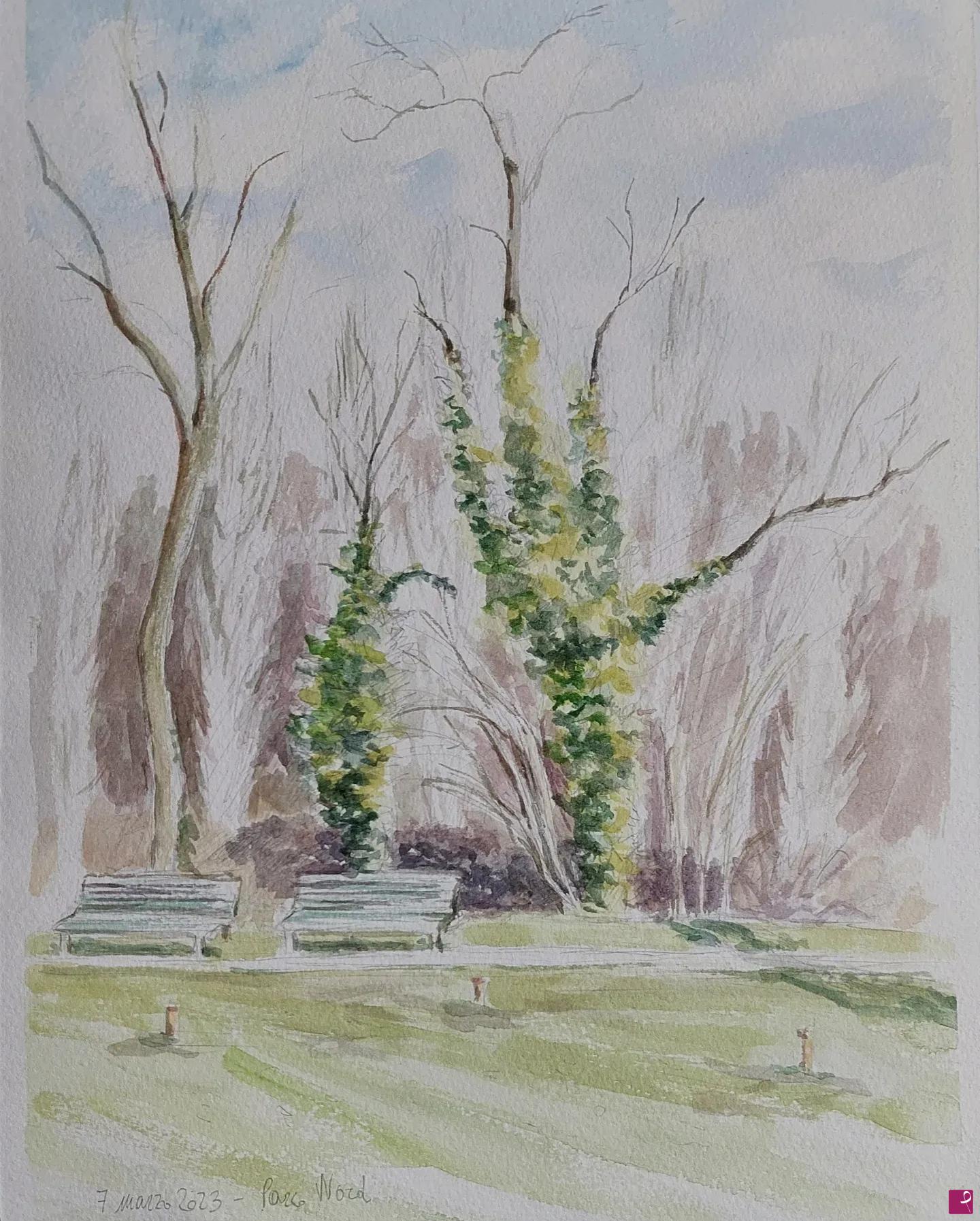 quadri in vendita online - Plein air al Parco Nord - 7 marzo 2023