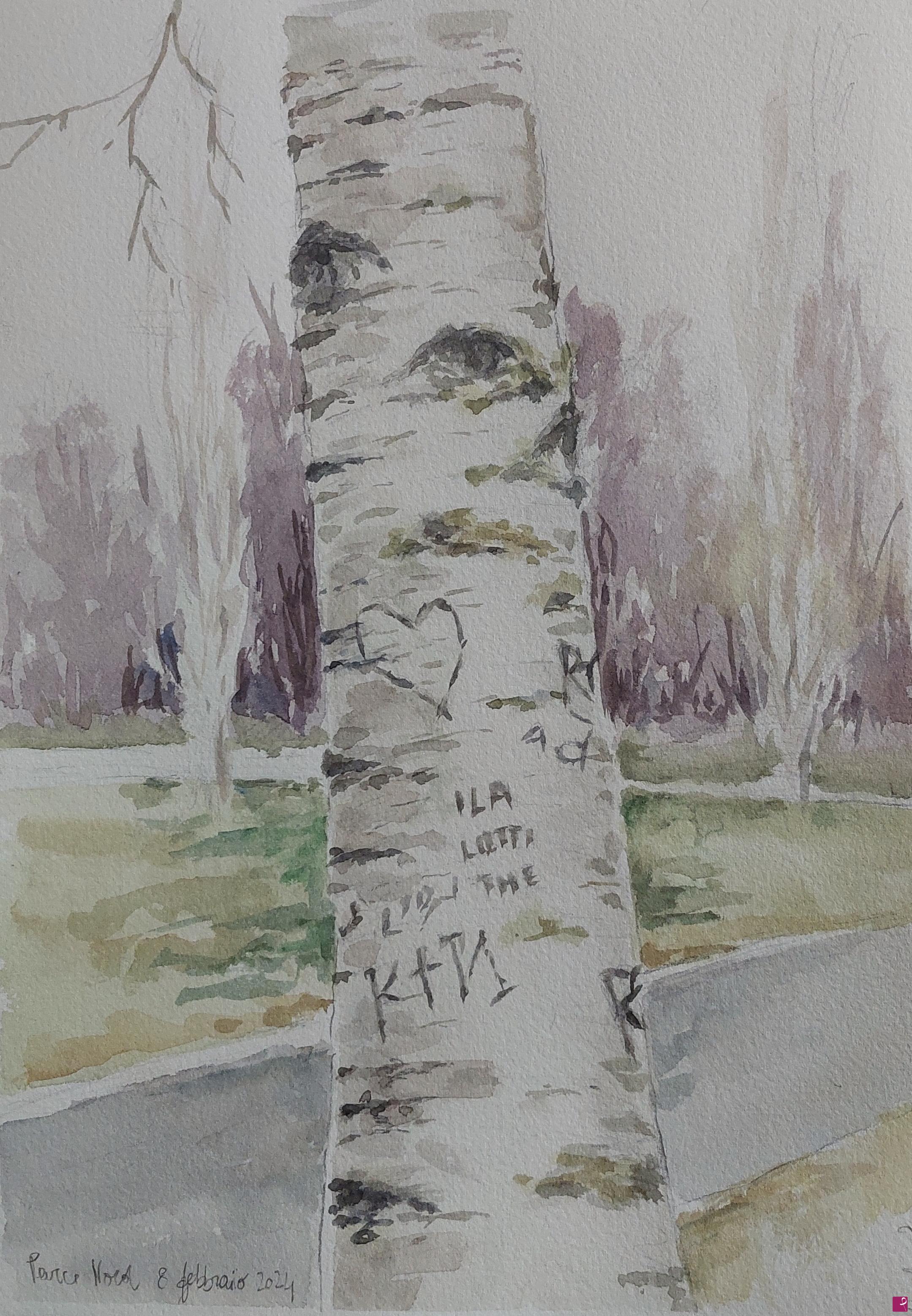 quadri in vendita online - Plein air al Parco Nord - 8 febbraio 2024