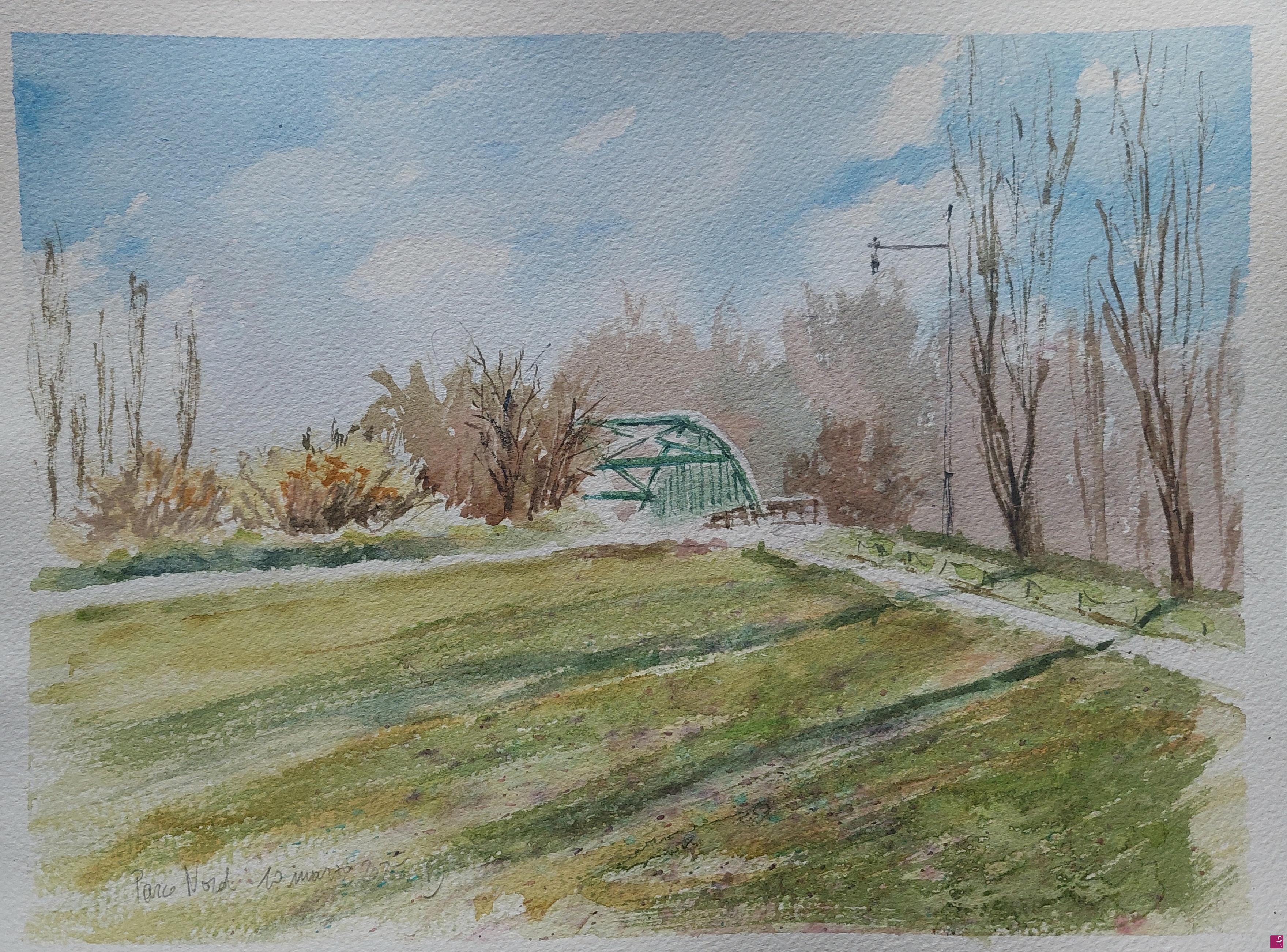 quadri in vendita online - Plein air al Parco Nord 10 marzo 2025
