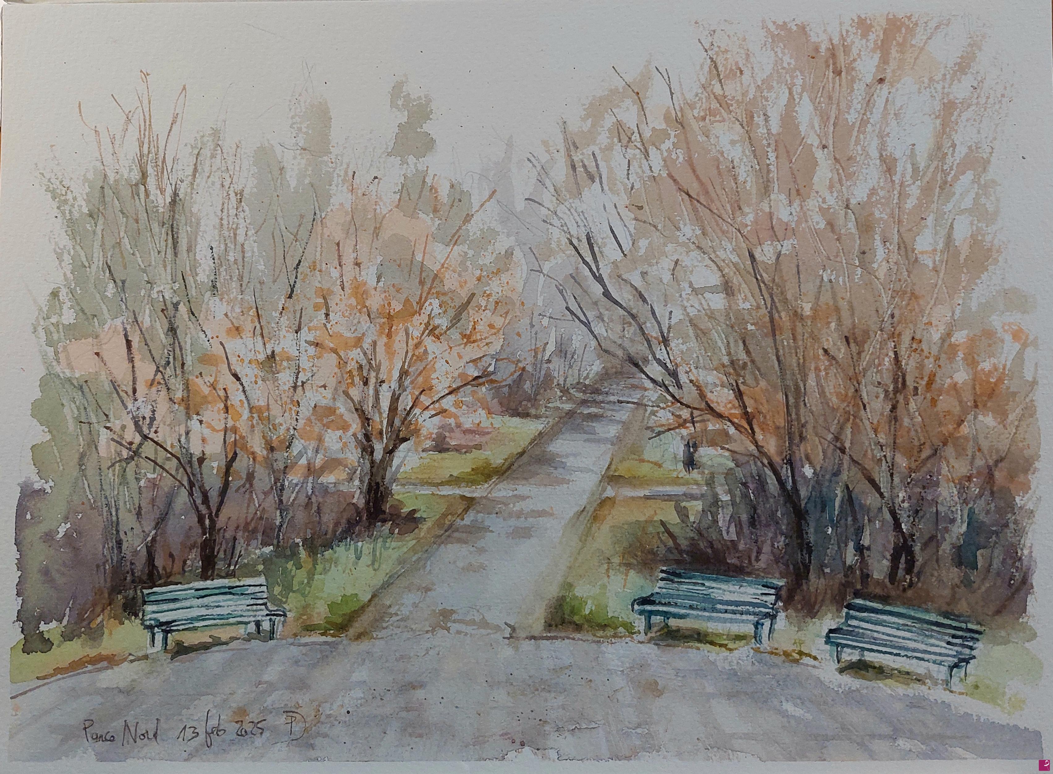 quadri in vendita online - Plein air al Parco Nord, 13 febbraio 2025