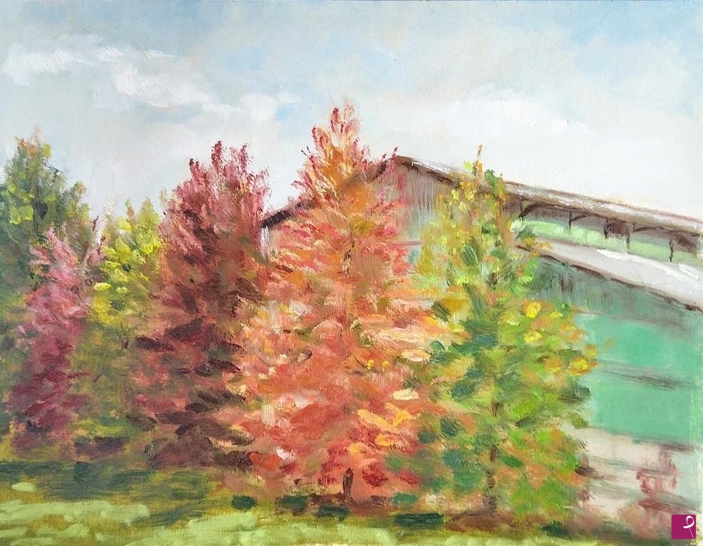 quadri in vendita online - Plein air al Parco Nord di Milano. Ottobre 2018