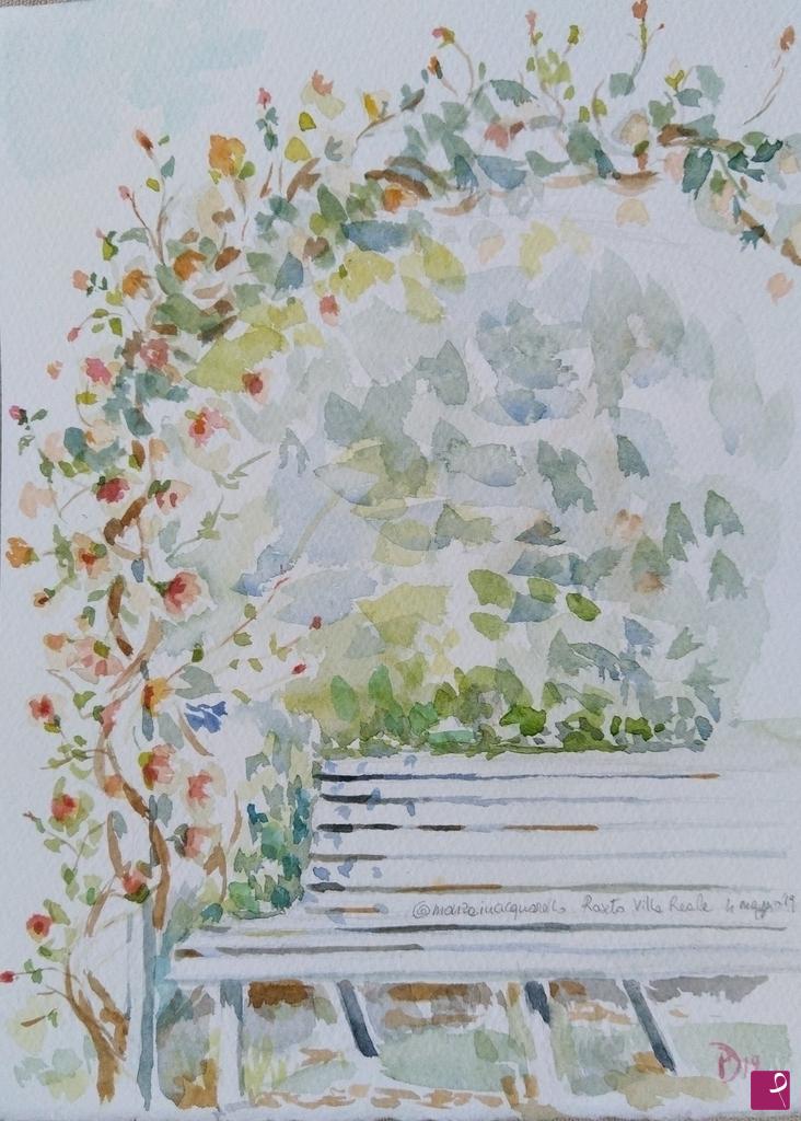 quadri in vendita online - Plein Air al Roseto della Villa Reale di Monza