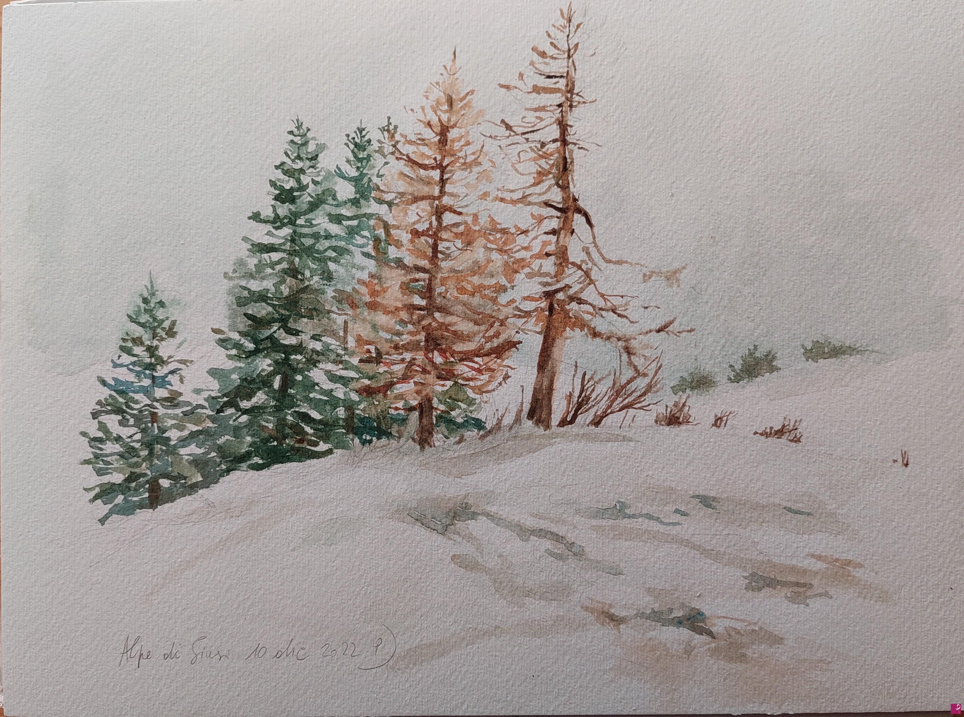 quadri in vendita online - Plein air, Alpe di Siusi, 10 dicembre 2022.