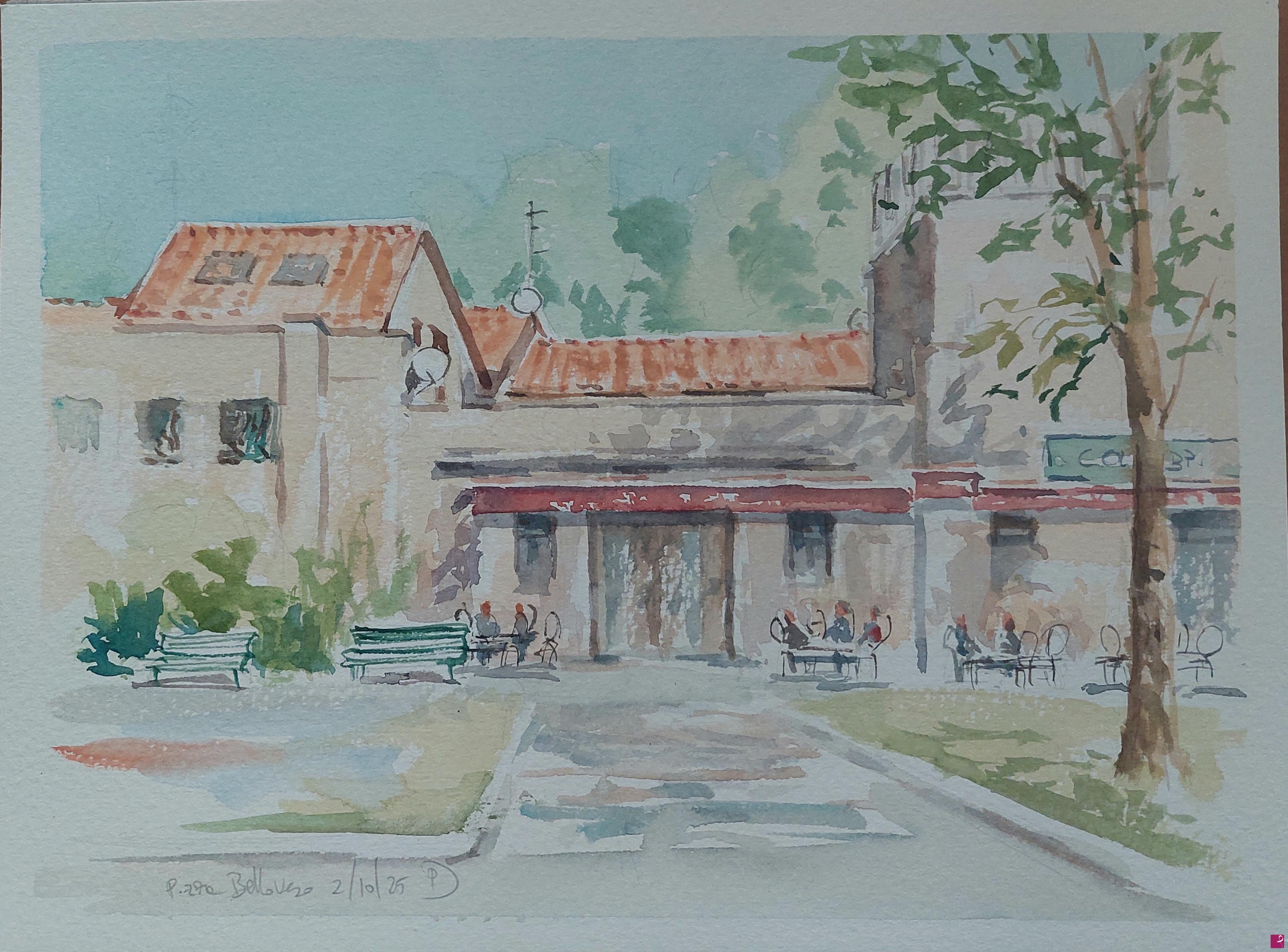 quadri in vendita online - Plein air in Piazza Belloveso