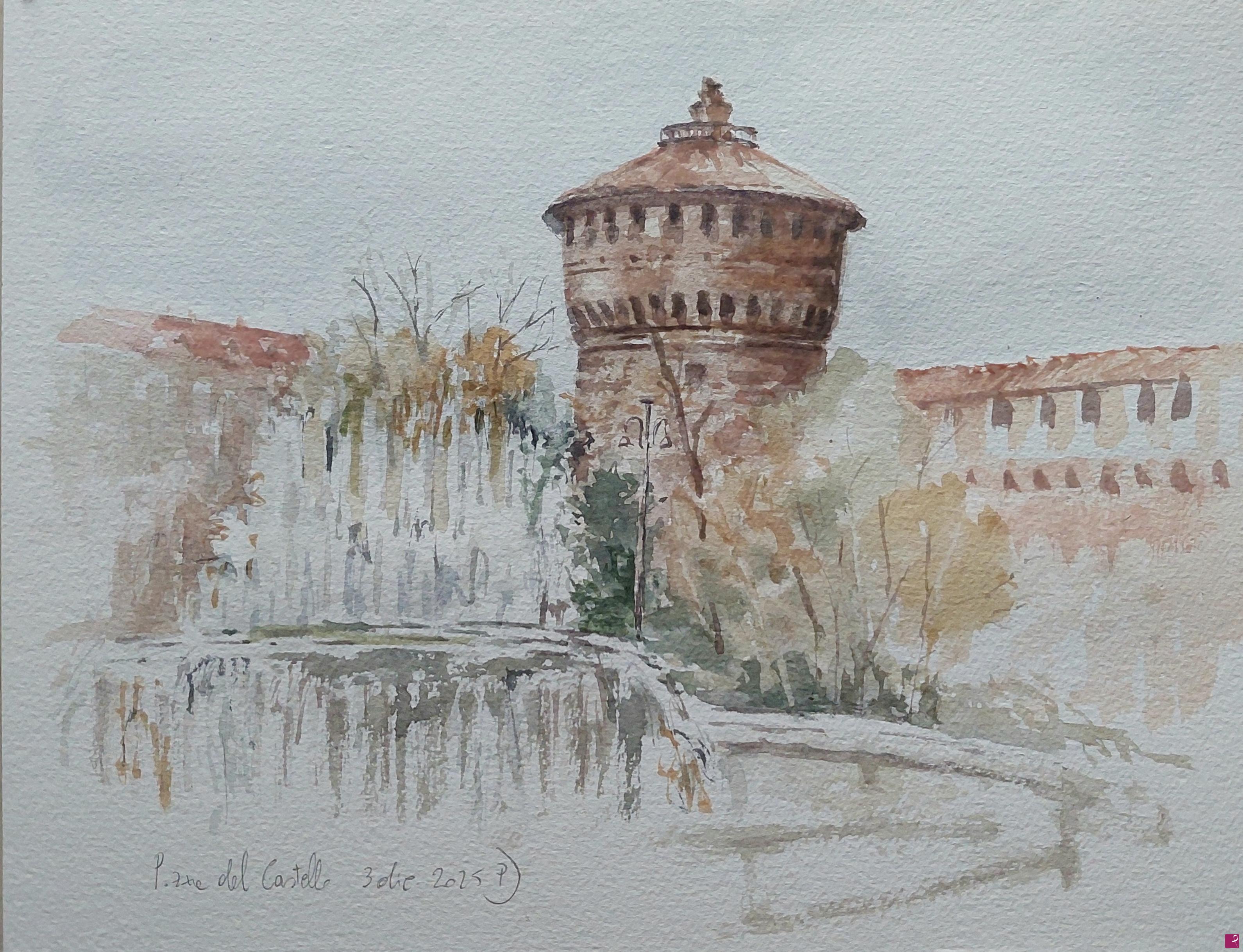 quadri in vendita online - Plein air in Piazza Castello, Milano