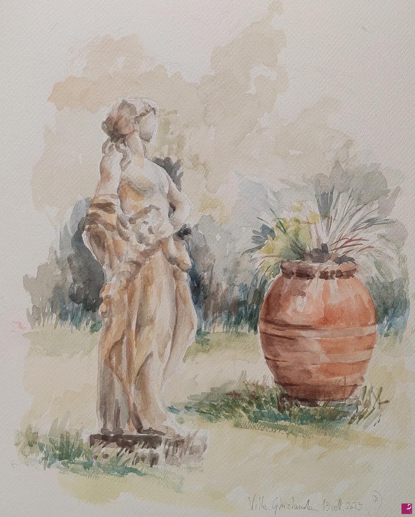 quadri in vendita online - Plein air nel Parco di Villa Ghirlanda Silva, 13 settembre 2023