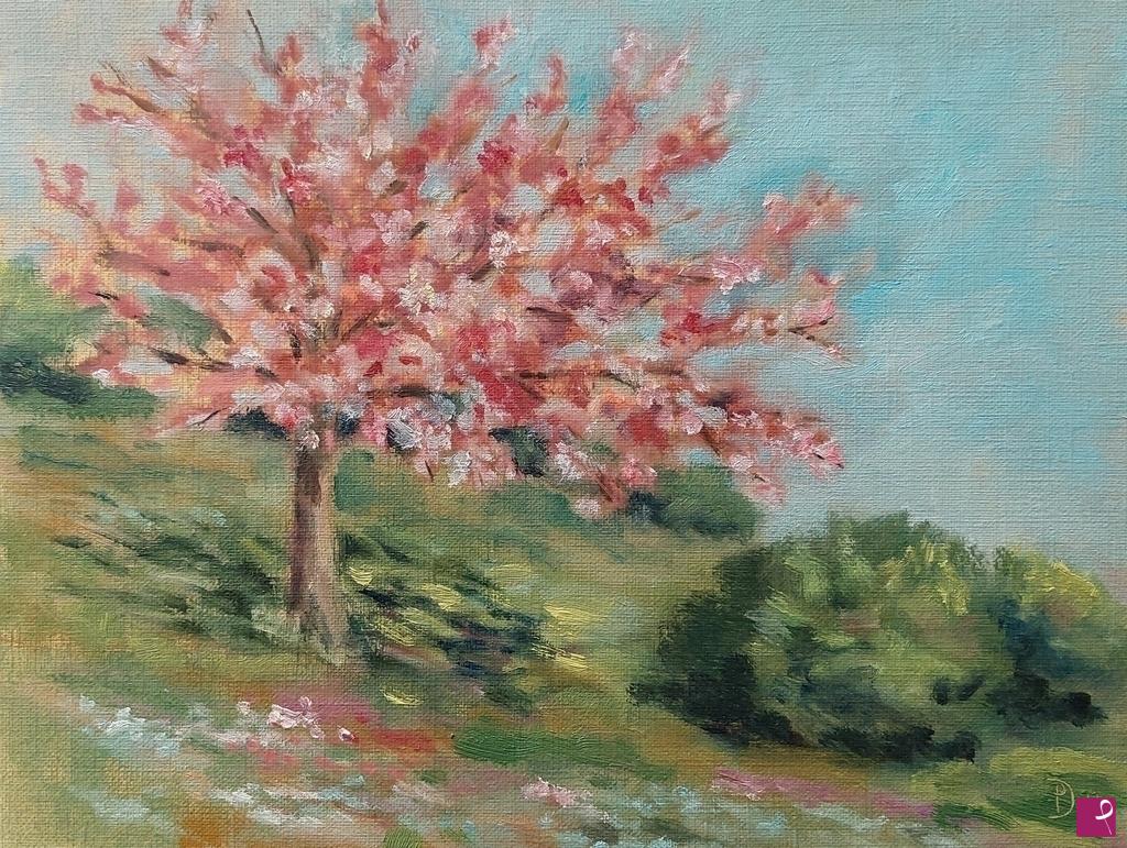 quadri in vendita online - Plein air  sulla collina dei ciliegi 23 marzo 2022