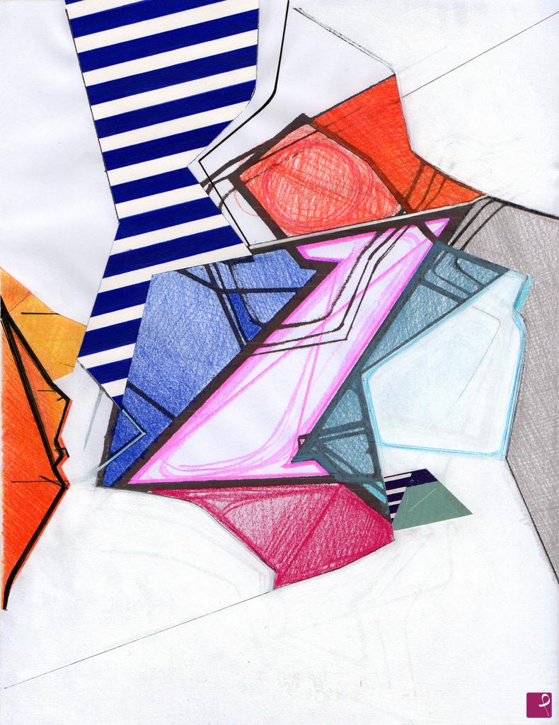 quadri in vendita online - polychromatic fragmental assemblage  (from superimposed simplifications) 001
