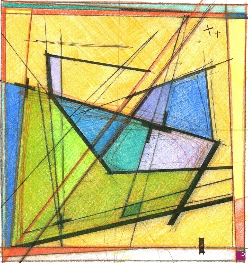 quadri in vendita online - polychropo (polychromatic polygonal)  composition 001 - sketch 01