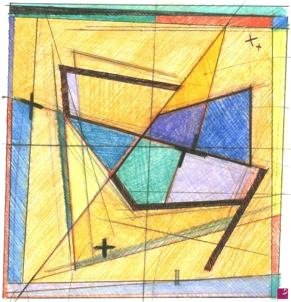 quadri in vendita online - polychropo (polychromatic polygonal)  composition 001 - sketch 02