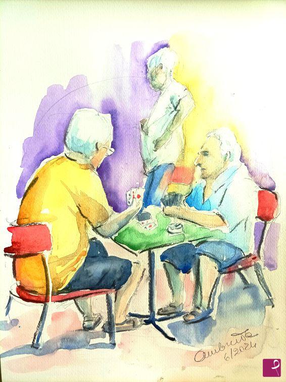 quadri in vendita online - Pomeriggio al chiosco