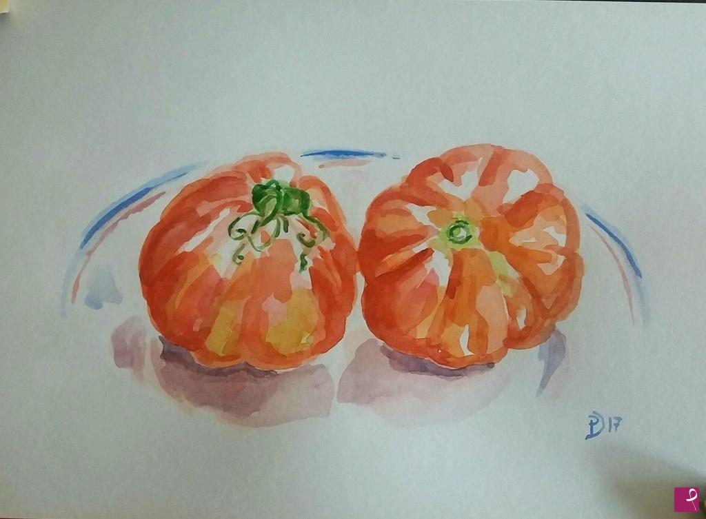 quadri in vendita online - Pomodori a cuore di bue rosa liguri 